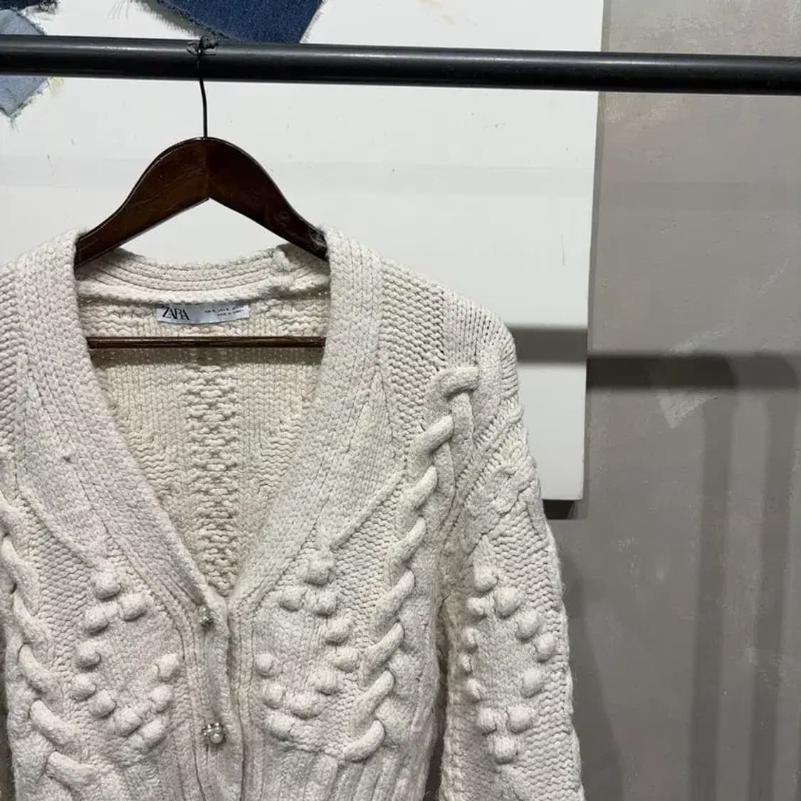 (95) 자라 ZARA 여성 케이블 꽈배기 크롭 니트 가디건 상품이미지3