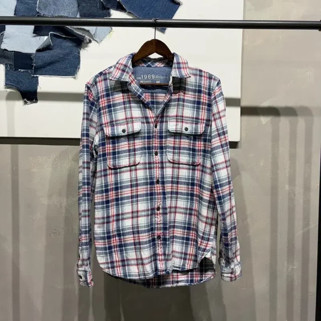 (100) GAP 갭 캐주얼 투포켓 체크 셔츠 남방 상품이미지1