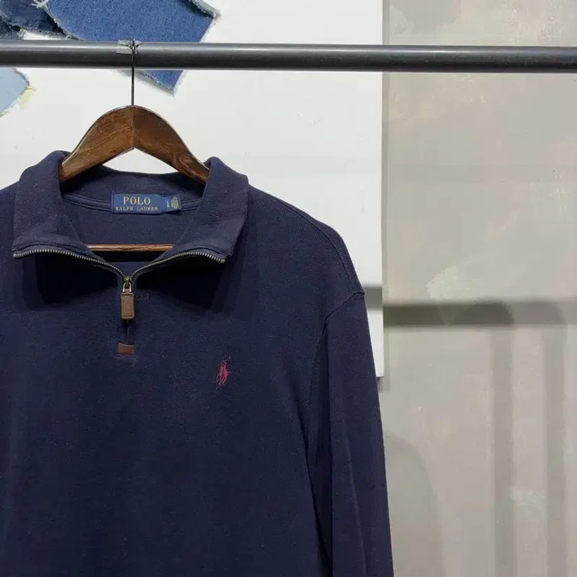 (100) 폴로 랄프로렌 캐주얼 클래식 자수 반집업 긴팔 티 상품이미지3