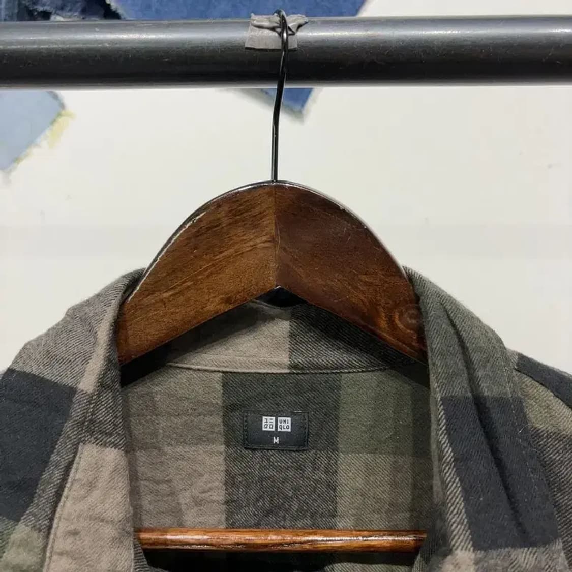 (105) 유니클로 캐주얼 그린 체크 셔츠 남방 상품이미지2