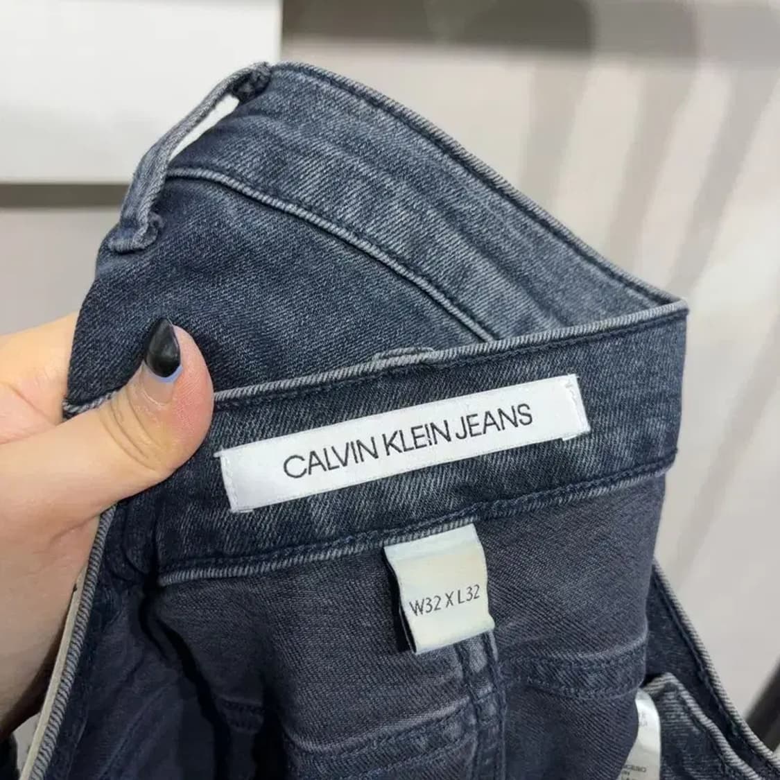 (32인치) 캘빈클라인 CK 워싱 스판 9부 진청바지 데님팬츠 상품이미지5