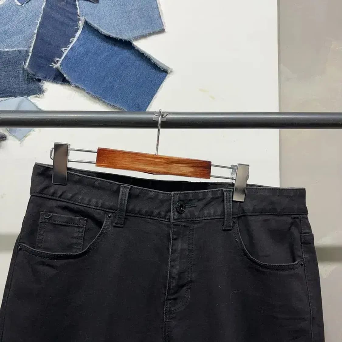 (34인치) 게스 캐주얼 스판 흑청바지 블랙진 데님팬츠 상품이미지2