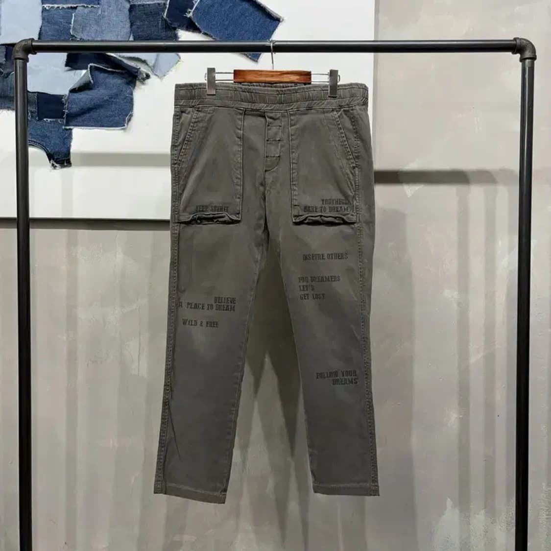 (32~34인치) 지프 밀리터리 밴딩 프린팅 퍼티그팬츠 바지 상품이미지1