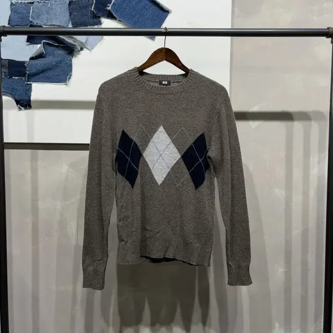 (95) 유니클로 캐주얼 아가일 울 니트 상품이미지1