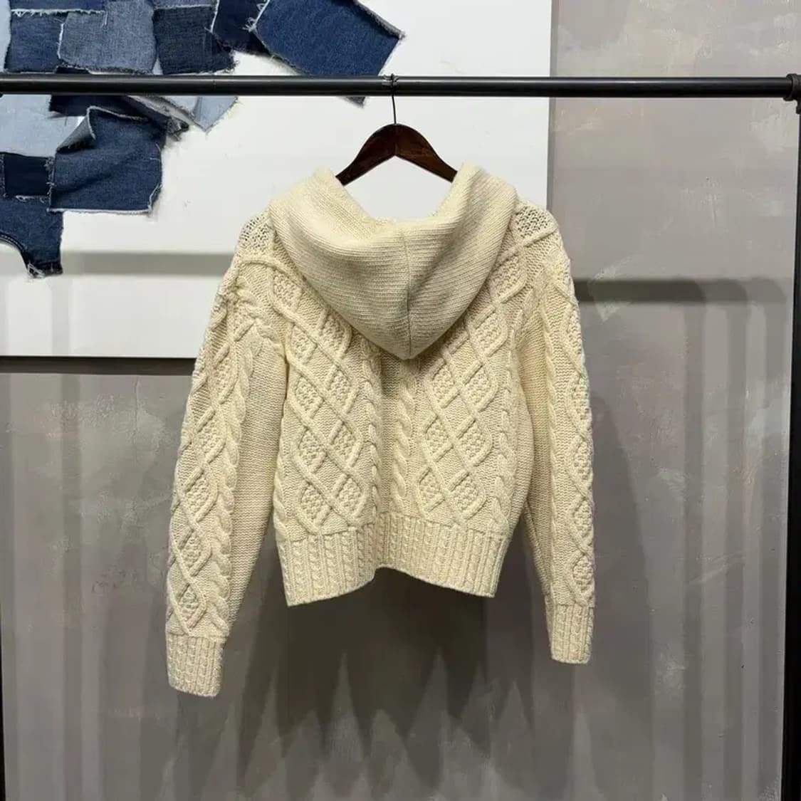 (90) 르닐 여성 캐주얼 꽈배기 케이블 니트 후드집업 자켓 상품이미지4