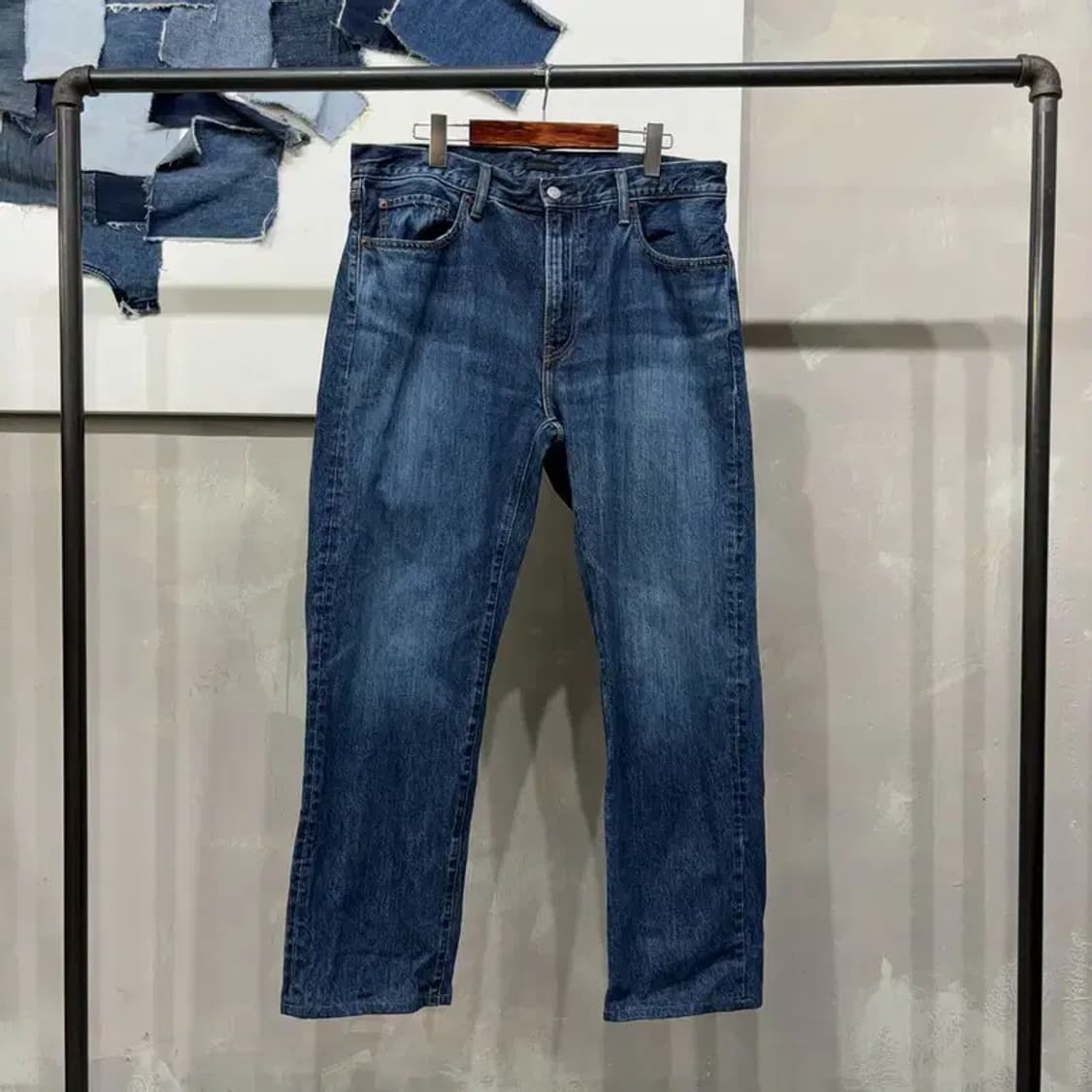 (35인치) 유니클로 빈티지 워싱 진청바지 데님팬츠 상품이미지1