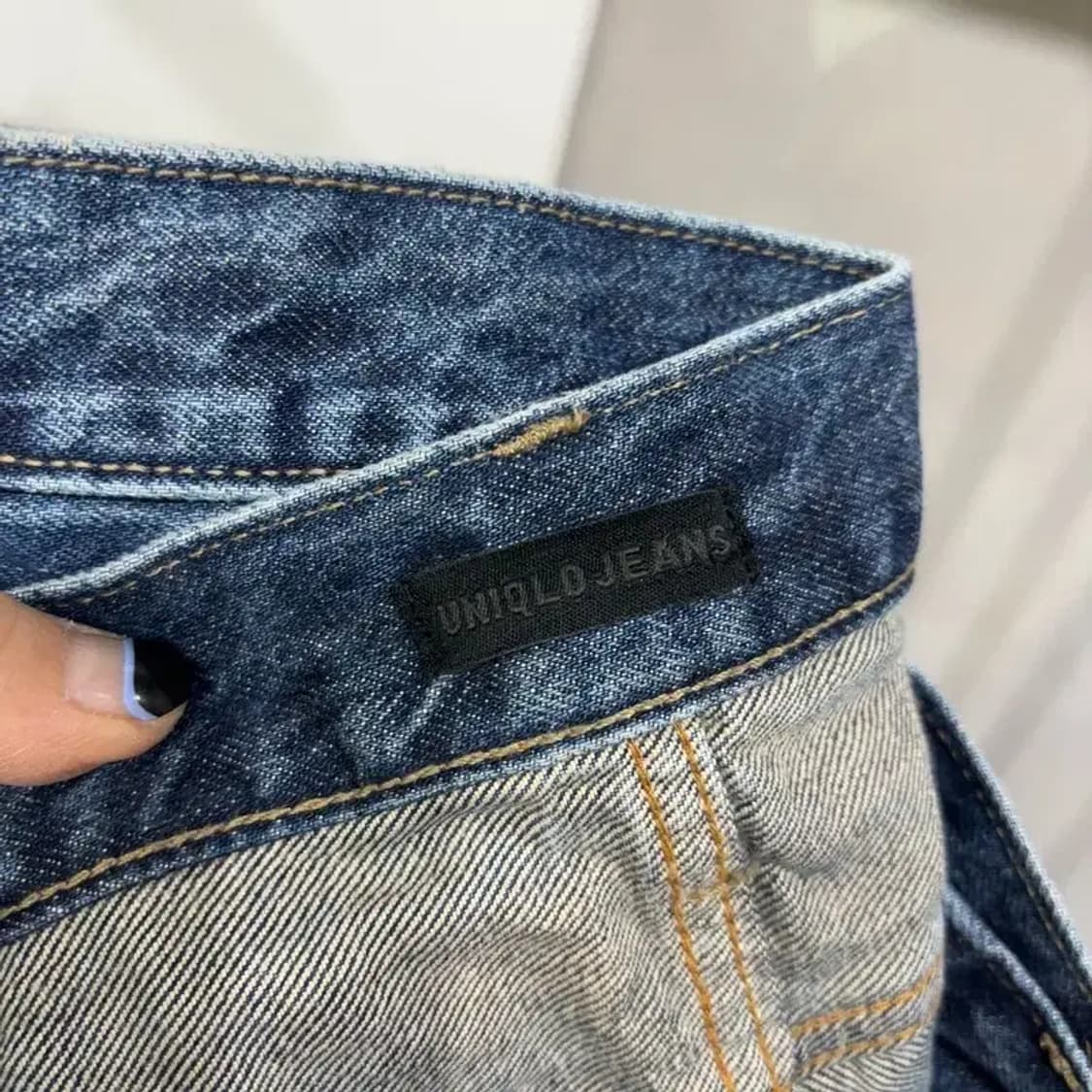 (35인치) 유니클로 빈티지 워싱 진청바지 데님팬츠 상품이미지5