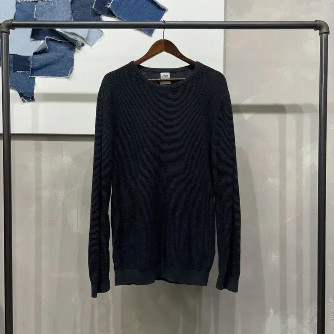 (100) 자라 ZARA 캐주얼 와플 라운드 긴팔티 상품이미지1