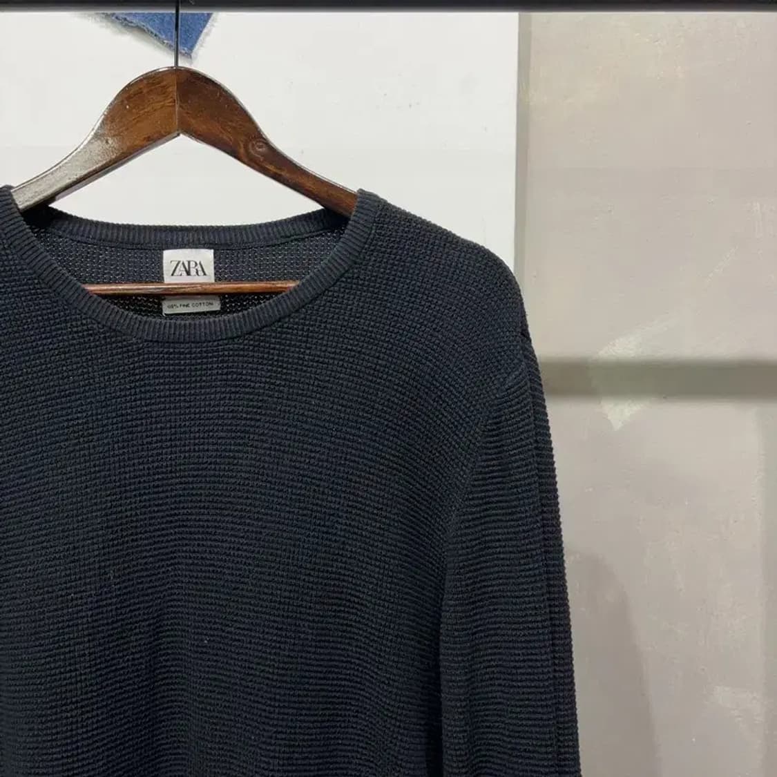 (100) 자라 ZARA 캐주얼 와플 라운드 긴팔티 상품이미지3