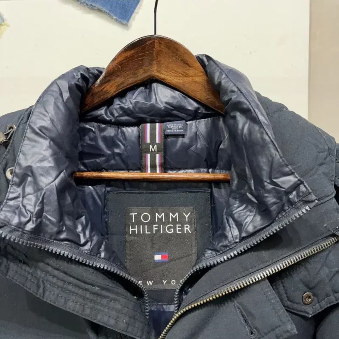 (95) 타미힐피거 캐주얼 울 네이비 하프 패딩 점퍼 상품이미지2