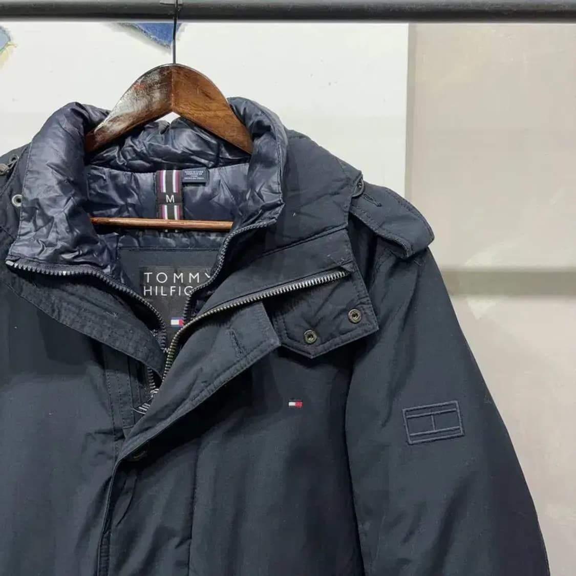 (95) 타미힐피거 캐주얼 울 네이비 하프 패딩 점퍼 상품이미지3