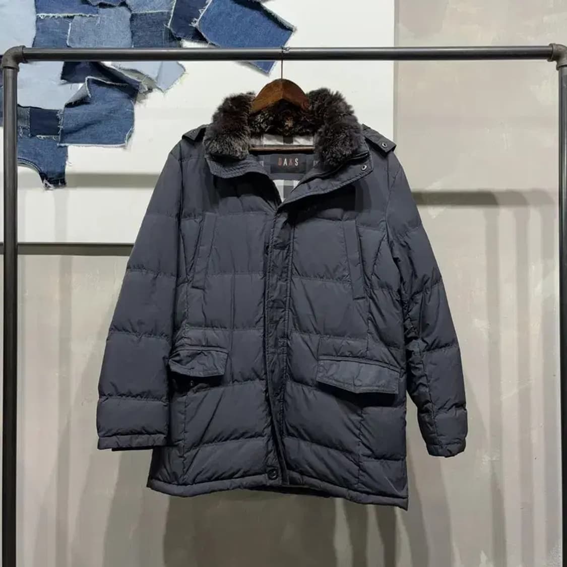 (100) 닥스 커위털 구스다운 거위털 렉스털 후드 하프 패딩 상품이미지1