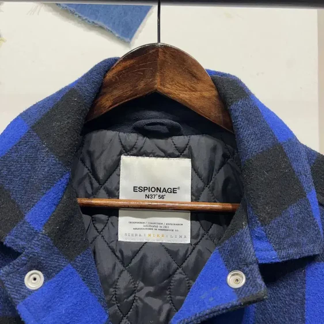 (95) 에스피오나지 캐주얼 투포켓 체크 울 누빔 셔츠 점퍼 상품이미지2