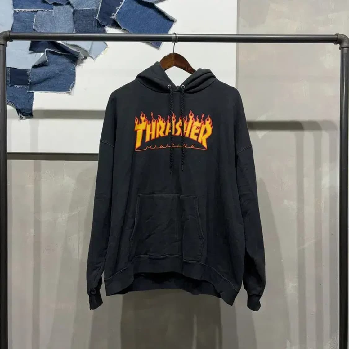 (105) 트래셔 스트릿 캐주얼 빅로고 기모 후드티 상품이미지1