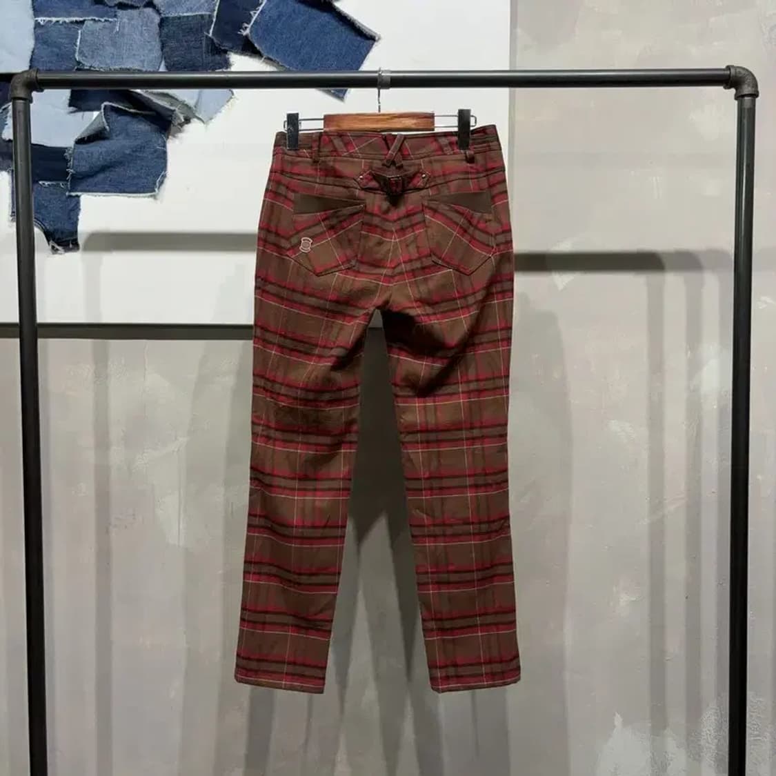 (27인치) 와이드앵글 여성 골프 체크 모직 팬츠 바지 상품이미지3