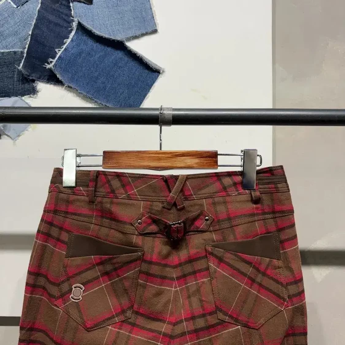 (27인치) 와이드앵글 여성 골프 체크 모직 팬츠 바지 상품이미지4