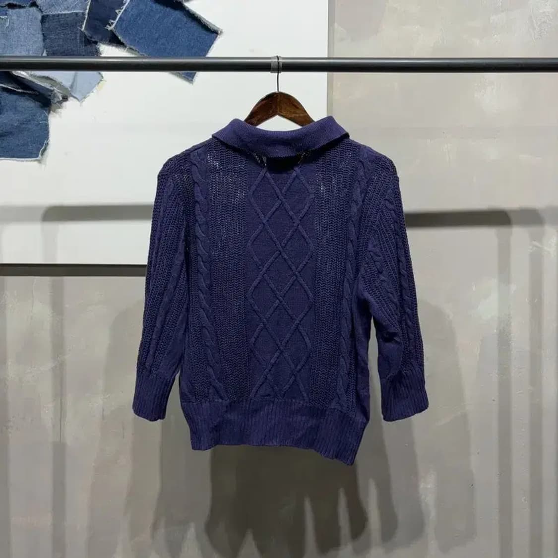 (90) 칼라거펠드 여성 캐주얼 케이블 꽈배기 7부 니트 상품이미지4