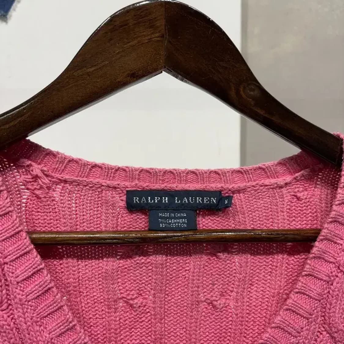 (90) 폴로 랄프로렌 여성 브이넥 캐시미어 케이블 꽈배기 니트 상품이미지2