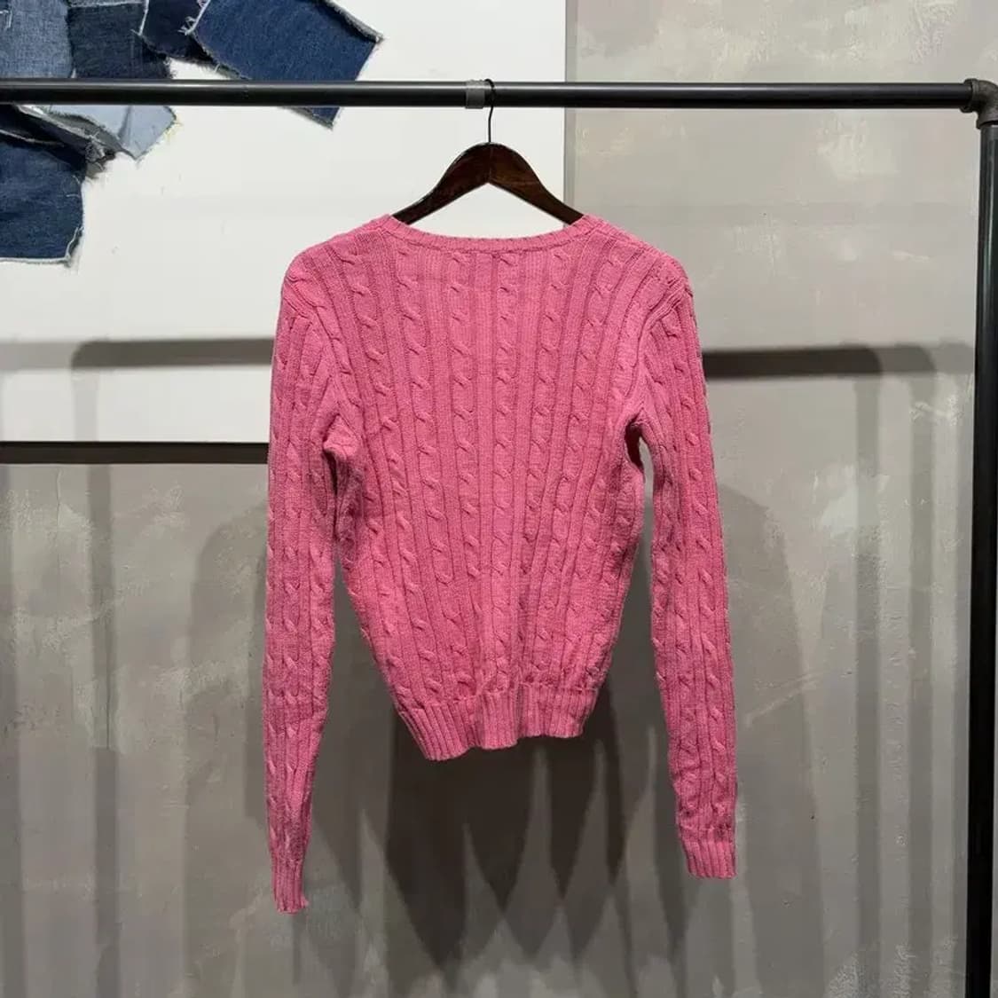 (90) 폴로 랄프로렌 여성 브이넥 캐시미어 케이블 꽈배기 니트 상품이미지4