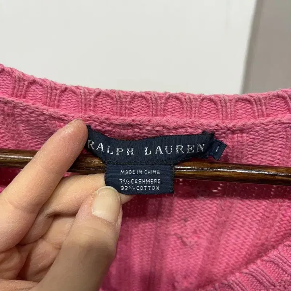 (90) 폴로 랄프로렌 여성 브이넥 캐시미어 케이블 꽈배기 니트 상품이미지5