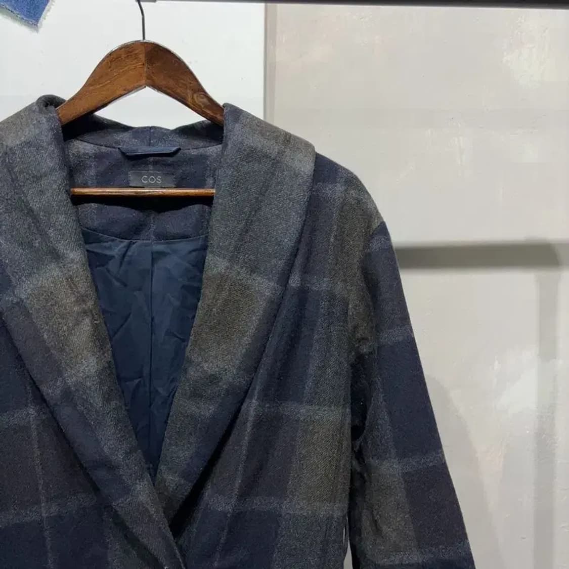 (90) 코스 COS 여성 캐주얼 체크 울 롱 코트 상품이미지3