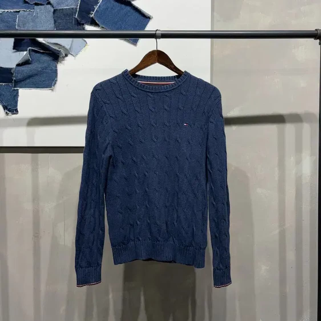 (85) 타미힐피거 여성 캐주얼 케이블 꽈배기 라운드 니트 상품이미지1