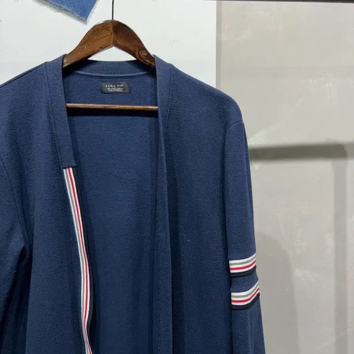 (100) 자라 ZARA 캐주얼 네이비 투포켓 하프 니트 롱가디건 상품이미지3