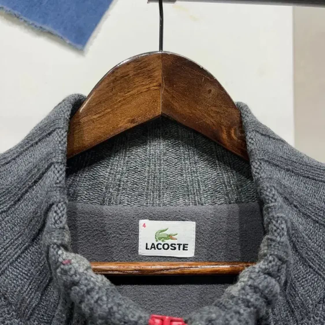 (100) 라코스테 캐주얼 자수 투웨이 기모 니트 집업 자켓 상품이미지2