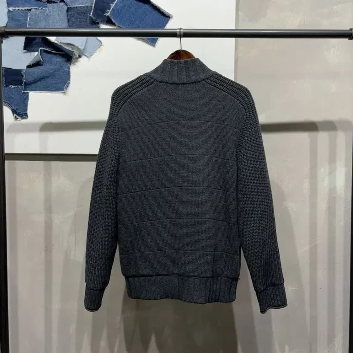 (100) 라코스테 캐주얼 자수 투웨이 기모 니트 집업 자켓 상품이미지4