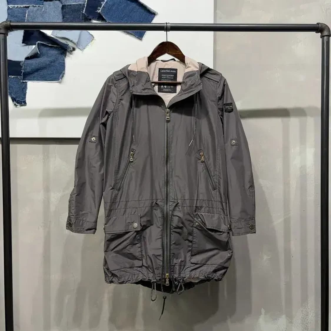 (95) 캘빈클라인 CK 여성 캐주얼 롱 바람막이 야상 자켓 상품이미지1