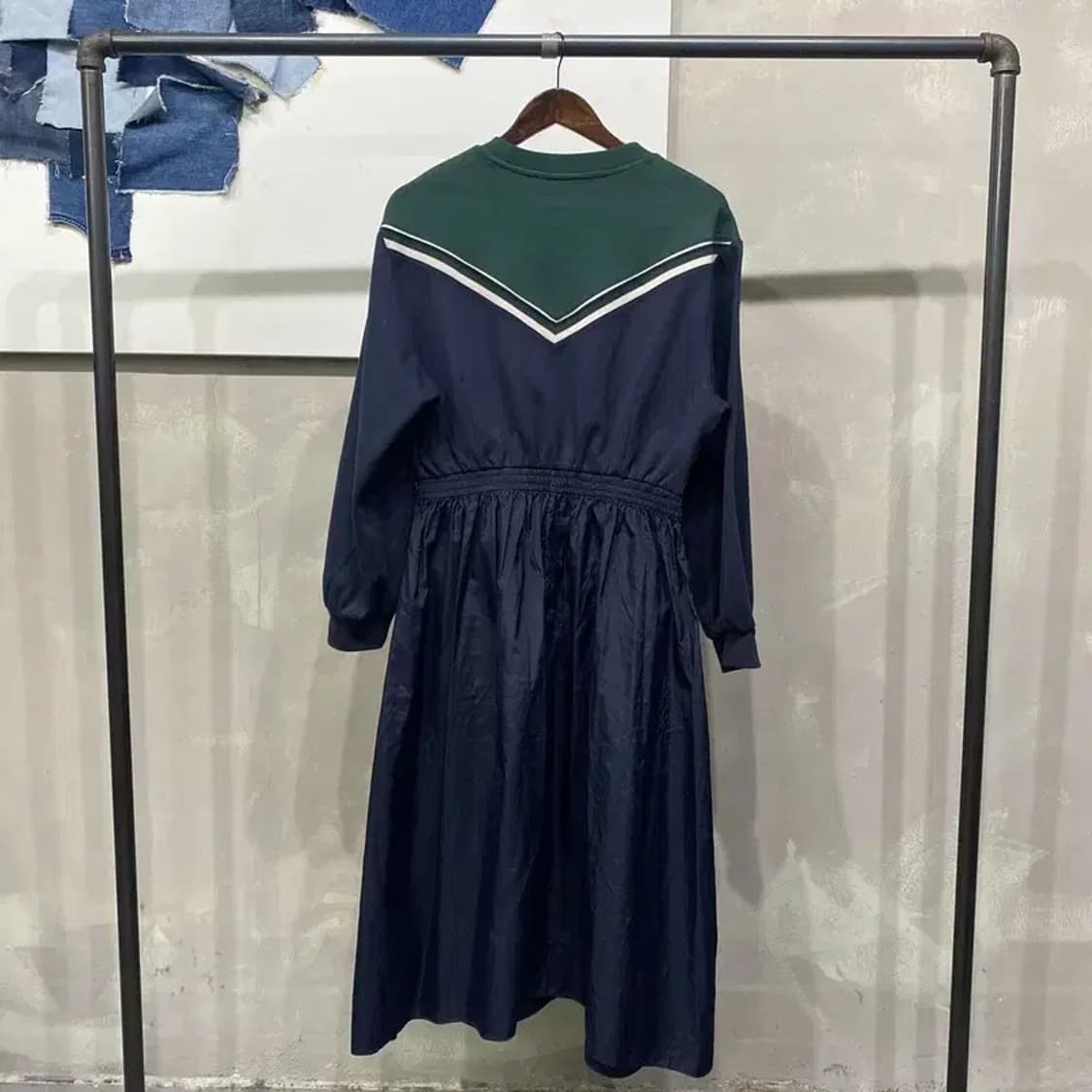 (90) 쥬시쥬디 여성 캐주얼 우븐 배색 롱 원피스 상품이미지5