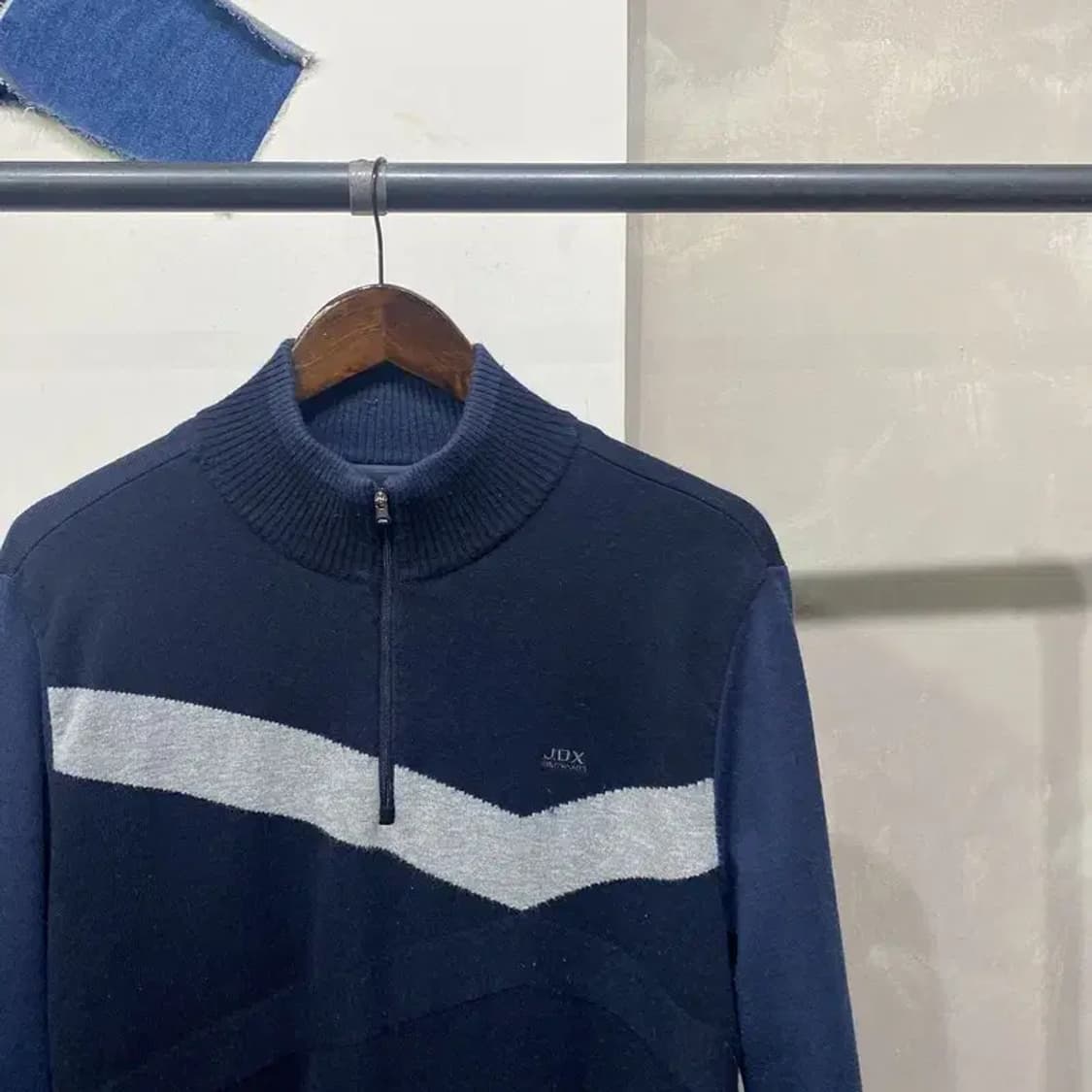 (100) JDX 골프 스포츠 네이비 방풍 하프집업 니트 상품이미지3