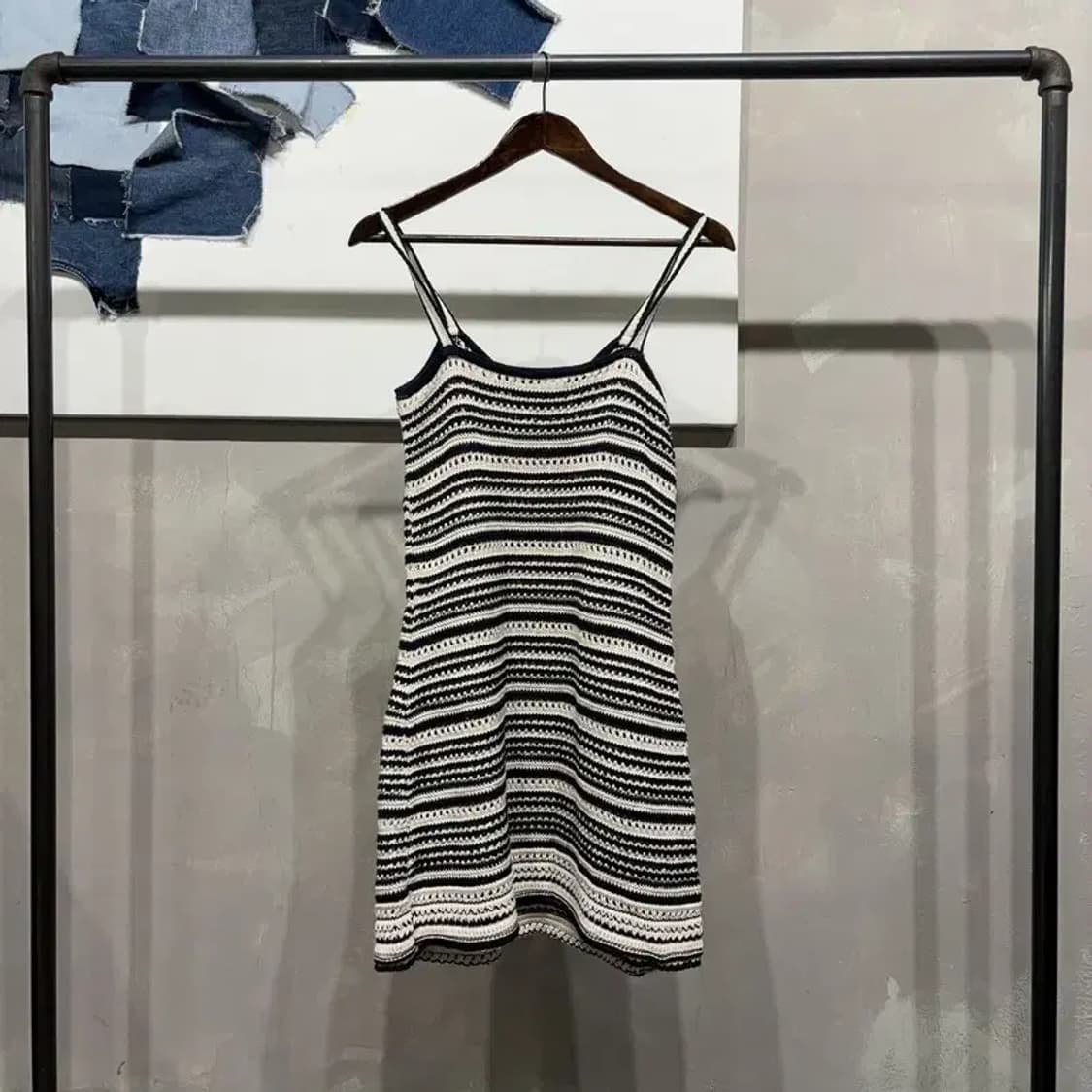 (90) 자라 ZARA 여성 스트라이프 크로셰 니트 나시 원피스 상품이미지4