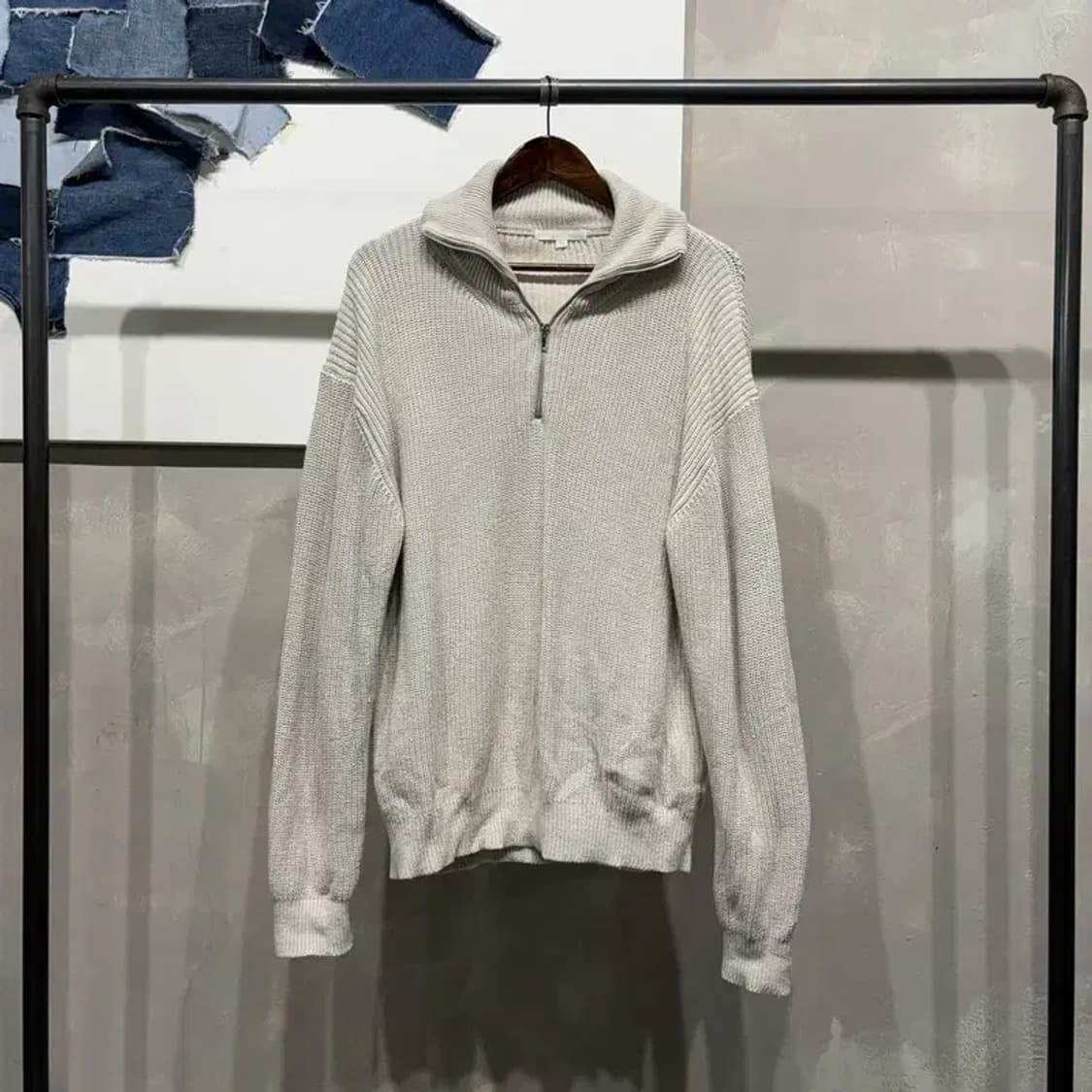 (95) 키뮤어 스트릿 캐주얼 반집업 니트 상품이미지1