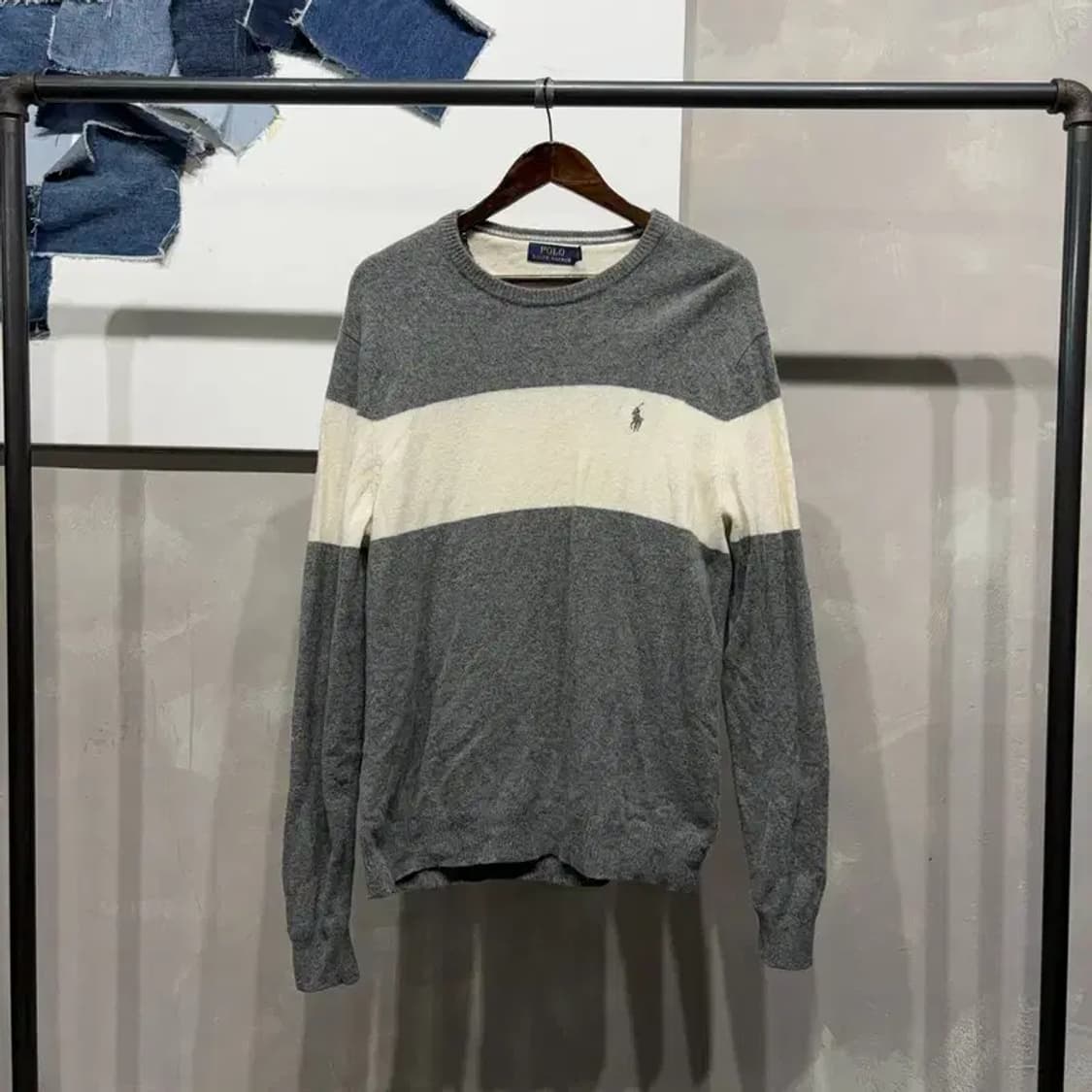 (100) 폴로 랄프로렌 클래식 캐주얼 스트라이프 자수 니트 상품이미지1