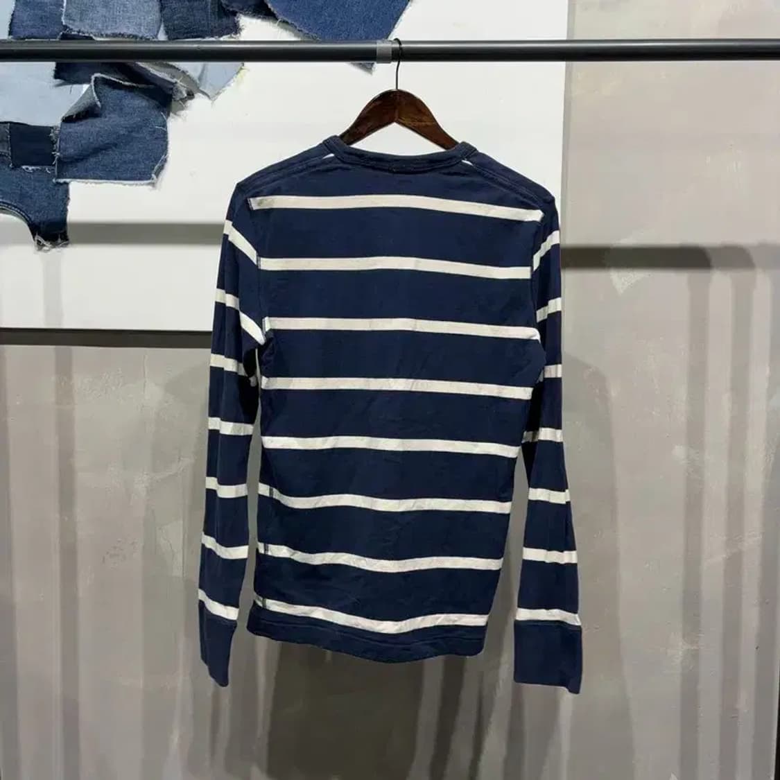 (95) 후아유 스트릿 캐주얼 스트라이프 자수 긴팔 티 상품이미지4