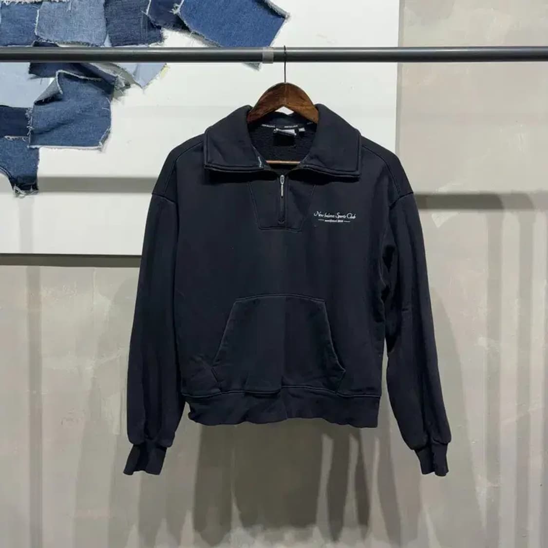 (90) 뉴발란스 여성 캐주얼 반집업 기모 크롭 맨투맨 긴팔 티 상품이미지1