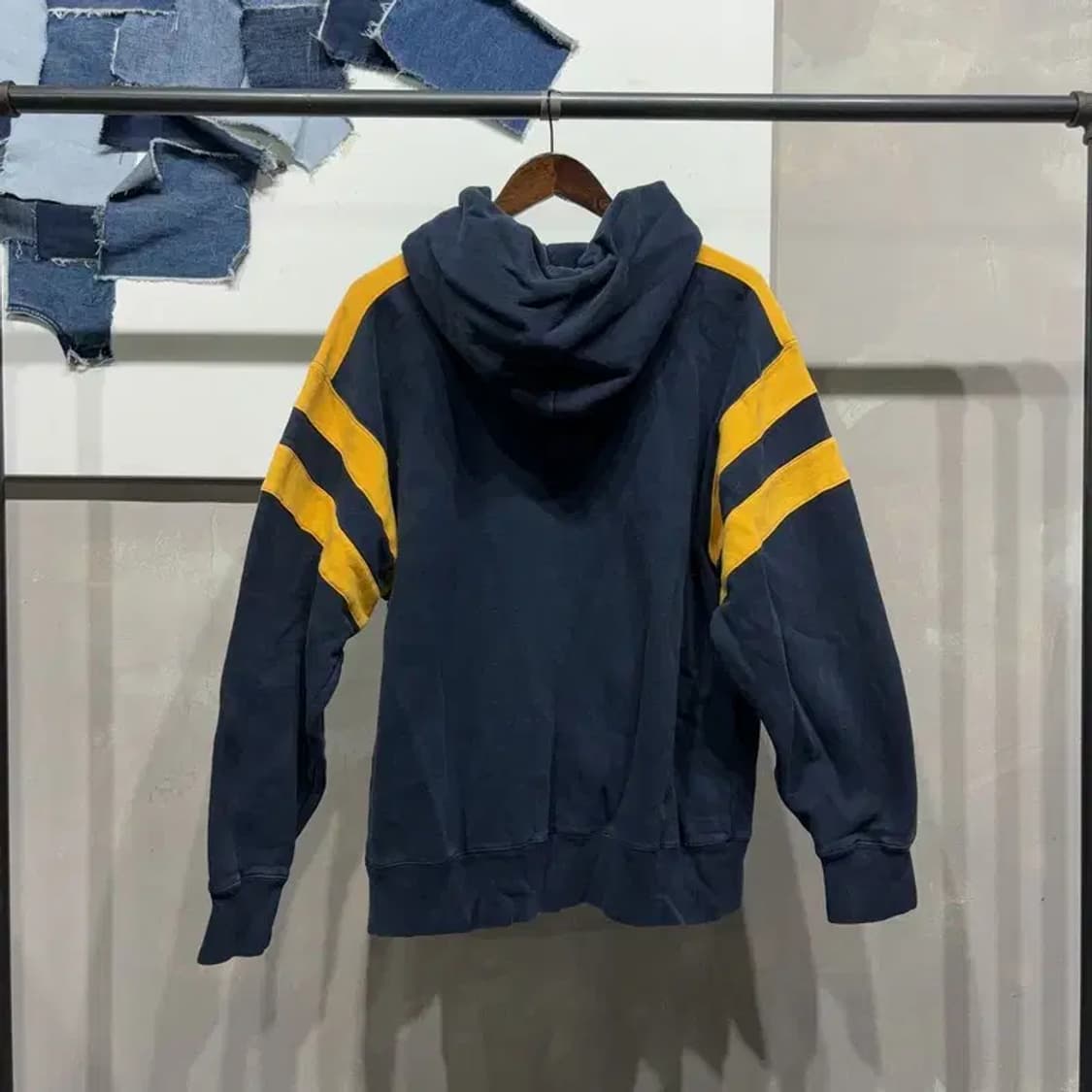 (105) 폴로진스 빈티지 기모 자수 배색 후드티 상품이미지4