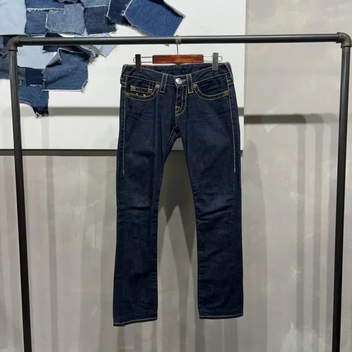 (27인치) 트루릴리젼 여성 레인보우쟈니 빈티지 진청바지 데님팬츠 상품이미지1