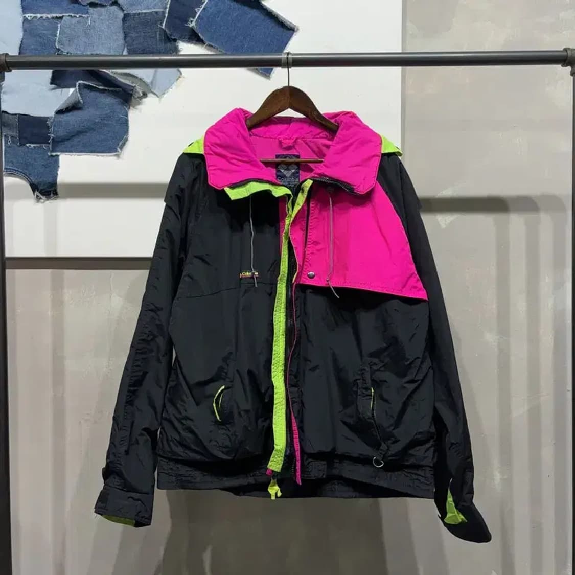 (105) 콜롬비아 올드스쿨 아웃도어 배색 후드 바람막이 자켓 상품이미지1