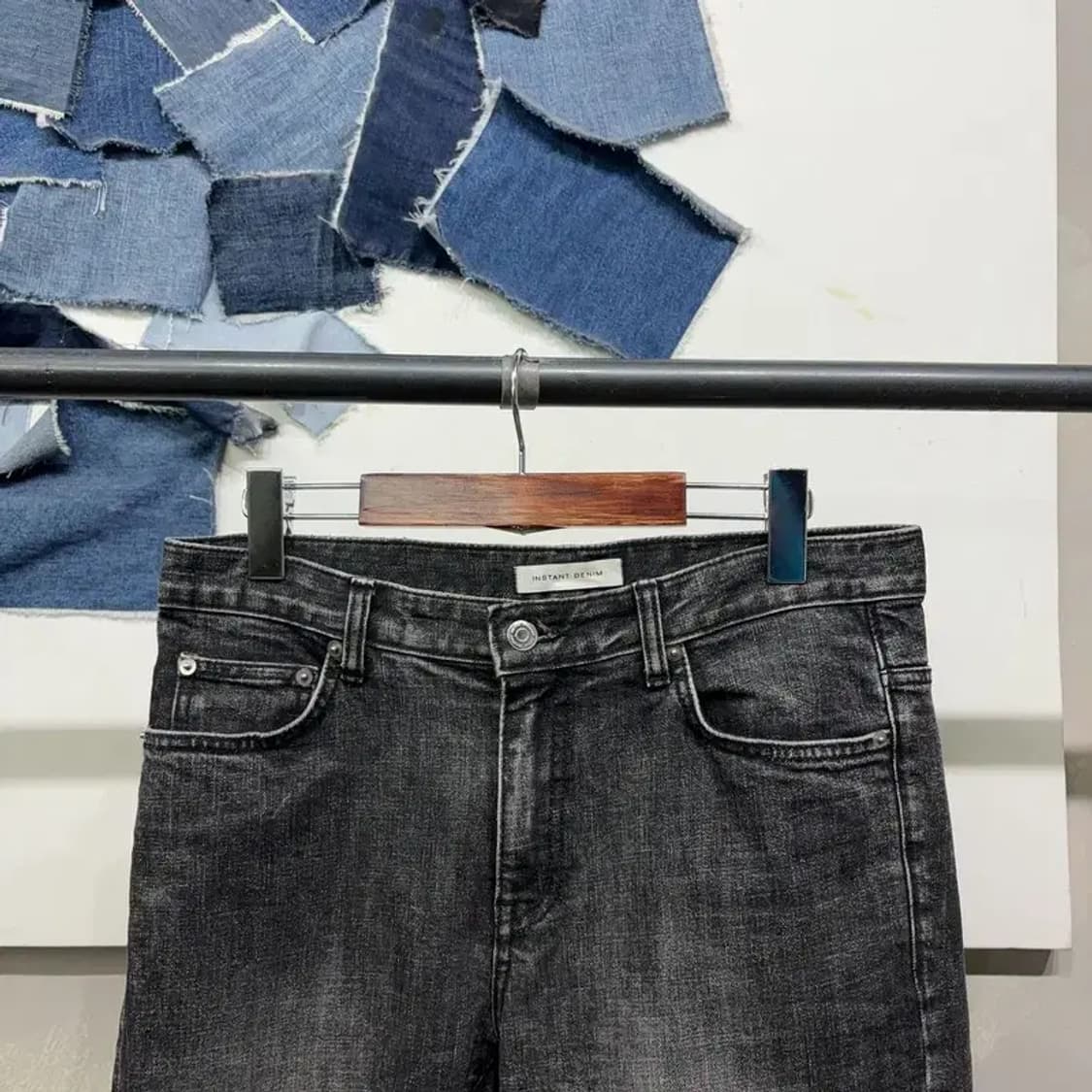 (32인치) 인스턴트데님 캐주얼 워싱 흑청바지 블랙진 데님팬츠 상품이미지2