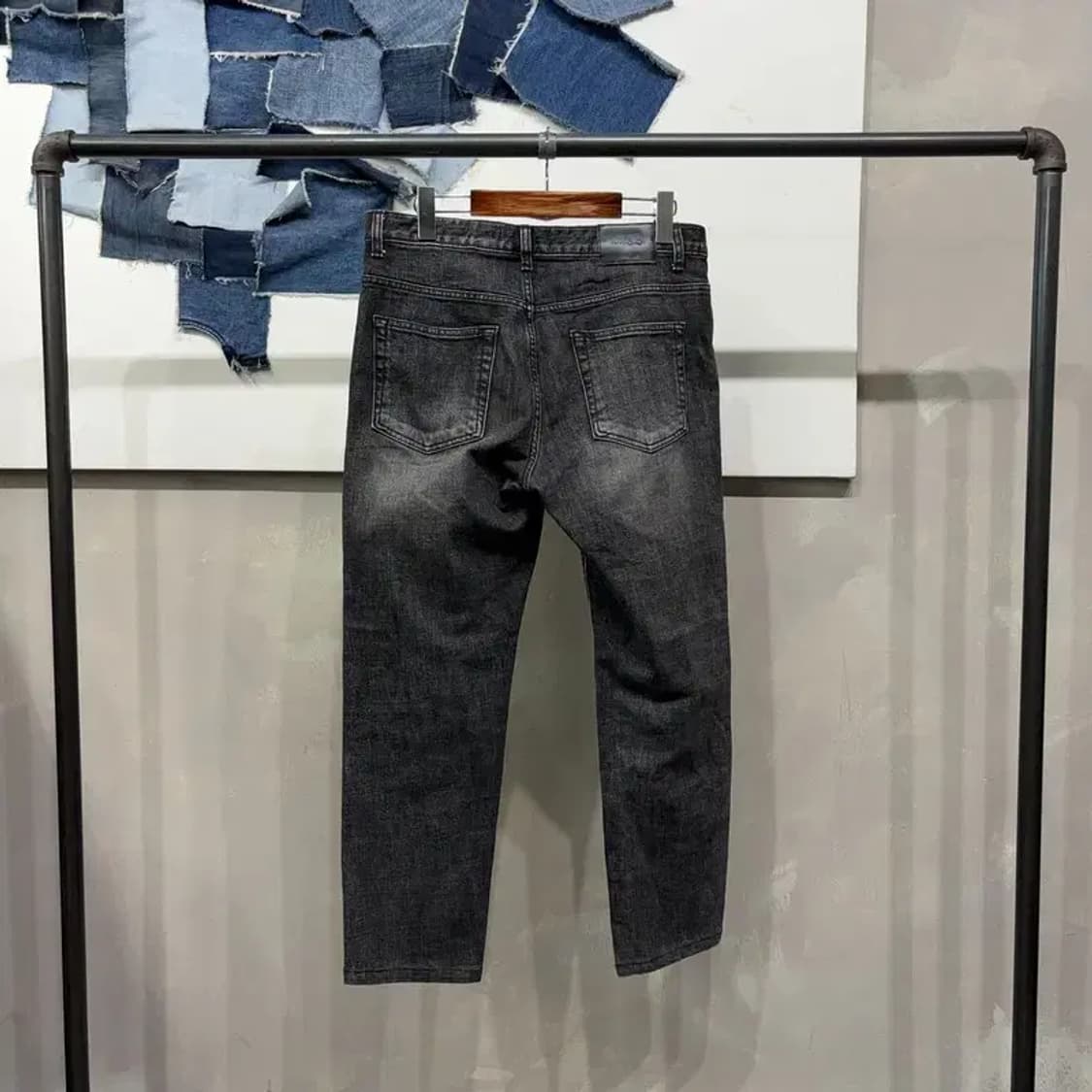 (32인치) 인스턴트데님 캐주얼 워싱 흑청바지 블랙진 데님팬츠 상품이미지3