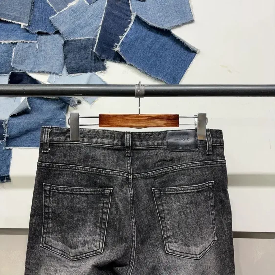 (32인치) 인스턴트데님 캐주얼 워싱 흑청바지 블랙진 데님팬츠 상품이미지4