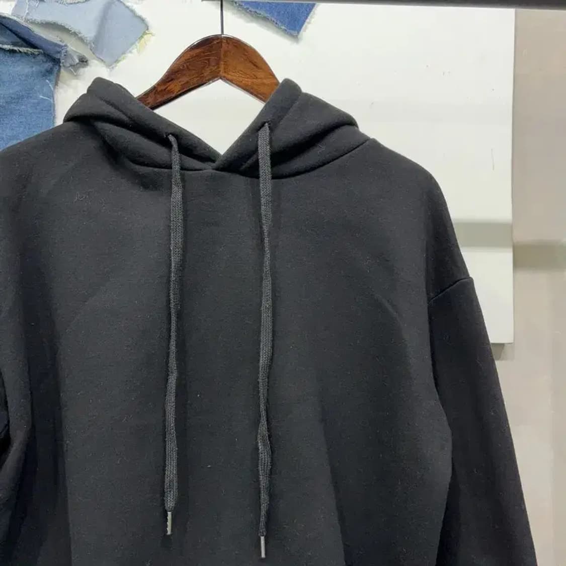 (F) 랩 여성 캐주얼 베이직 기모 블랙 후드티 상품이미지3