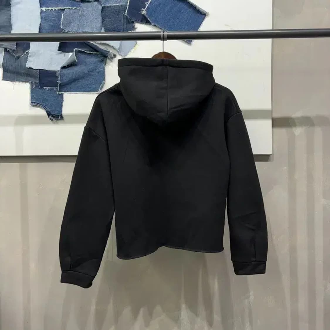 (F) 랩 여성 캐주얼 베이직 기모 블랙 후드티 상품이미지4