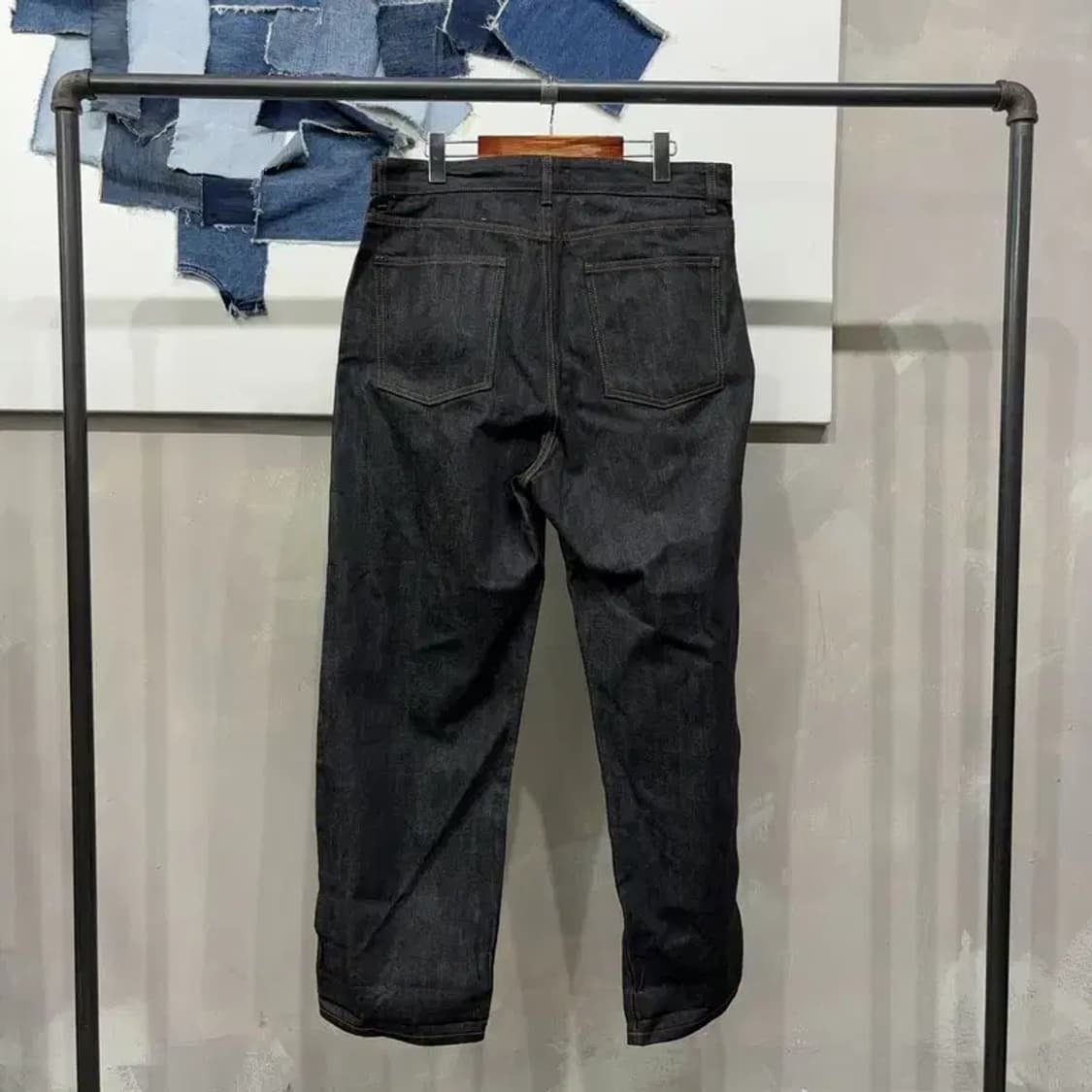 (34인치) 비슬로우 캐주얼 셀비지 흑청바지 데님팬츠 상품이미지3