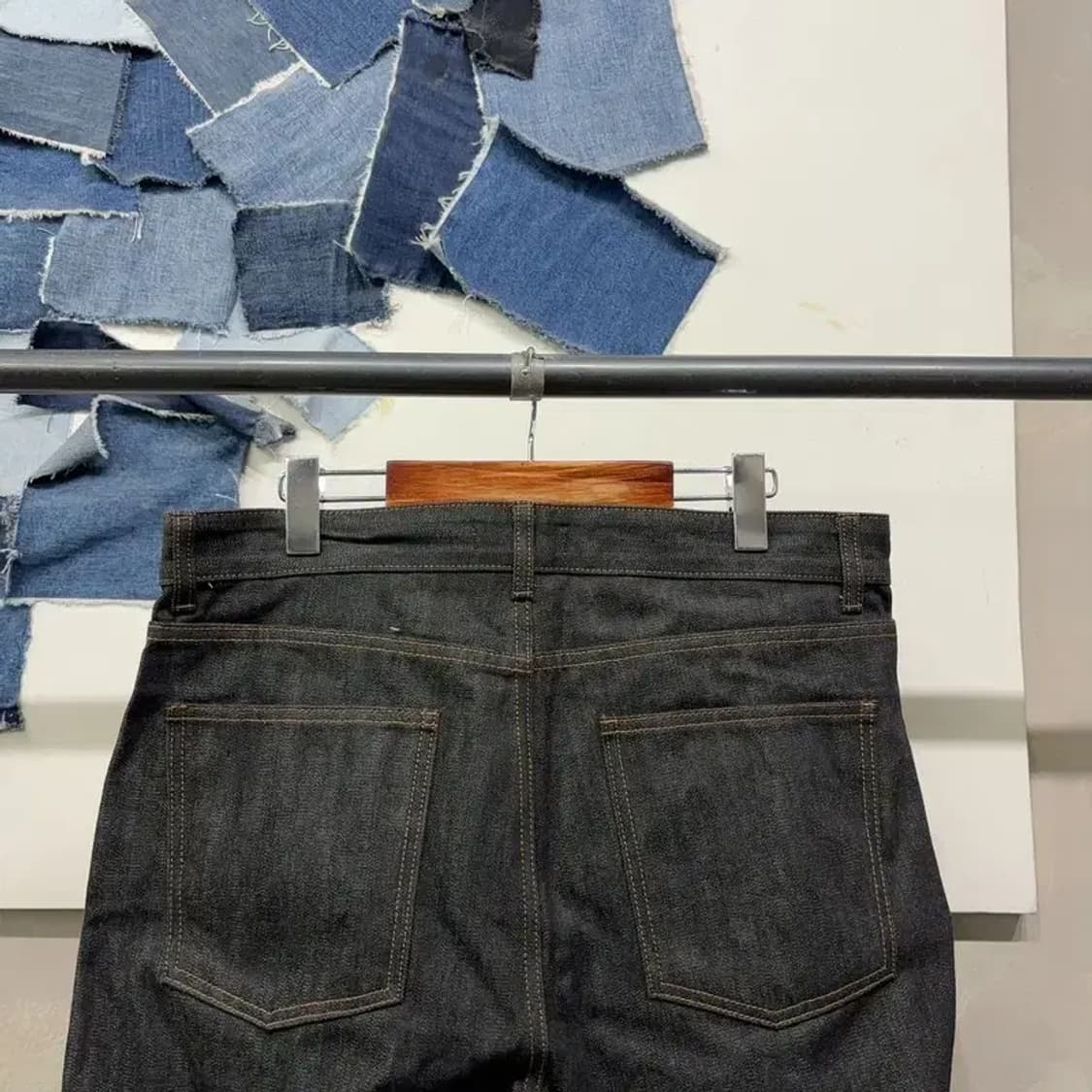 (34인치) 비슬로우 캐주얼 셀비지 흑청바지 데님팬츠 상품이미지4