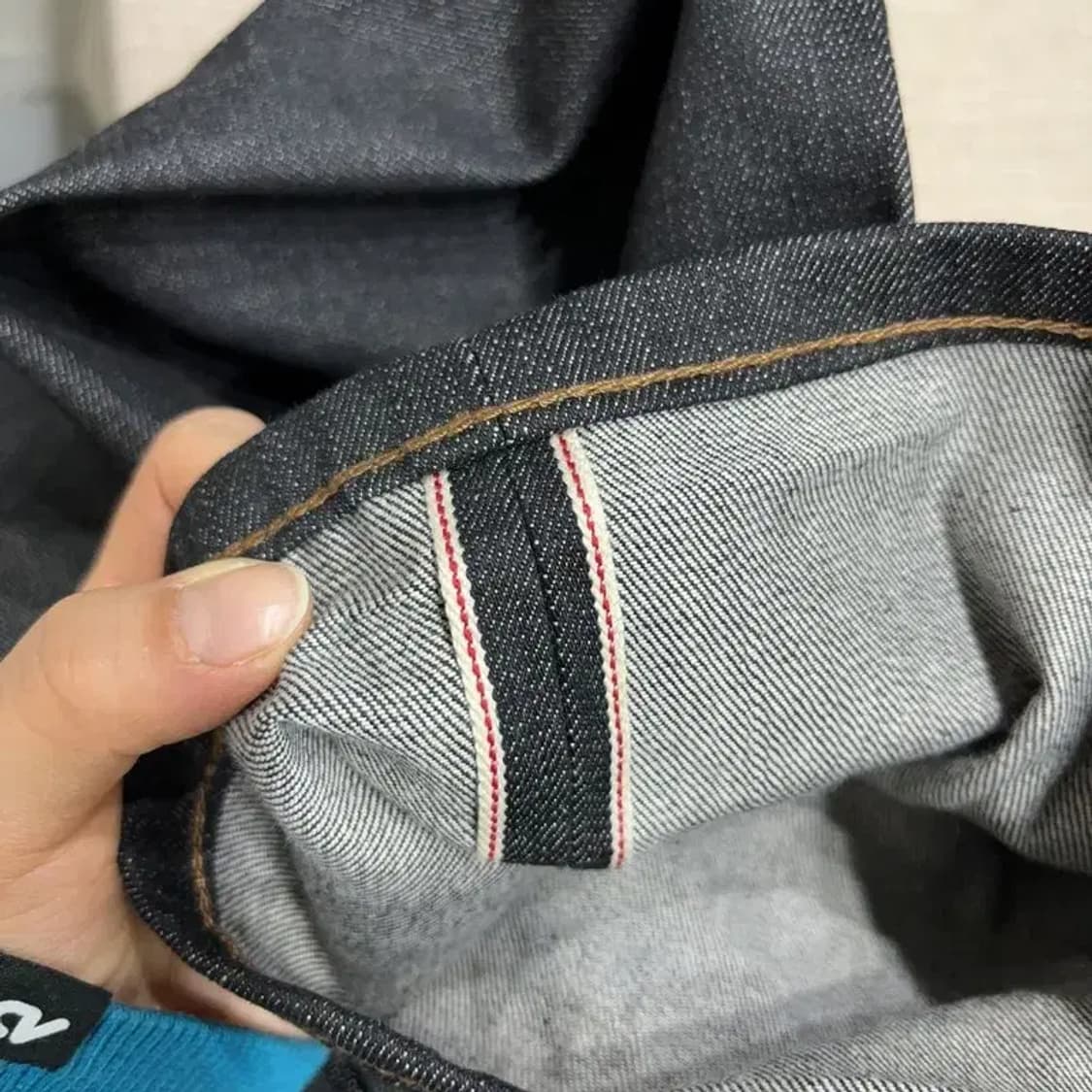 (34인치) 비슬로우 캐주얼 셀비지 흑청바지 데님팬츠 상품이미지7