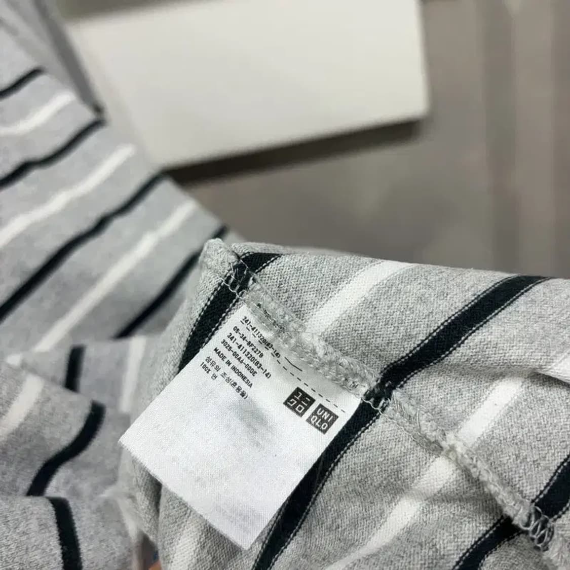 (100) 유니클로 캐주얼 스트라이프 라운드 긴팔 티 상품이미지5