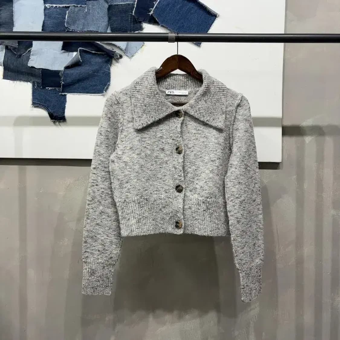 (85) 자라 ZARA 여성 캐주얼 울 카라 크롭 니트 가디건 상품이미지1